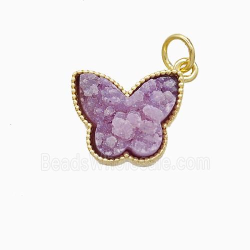 Druzy Quartz pendant, gold plated