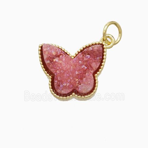 Druzy Quartz pendant, gold plated
