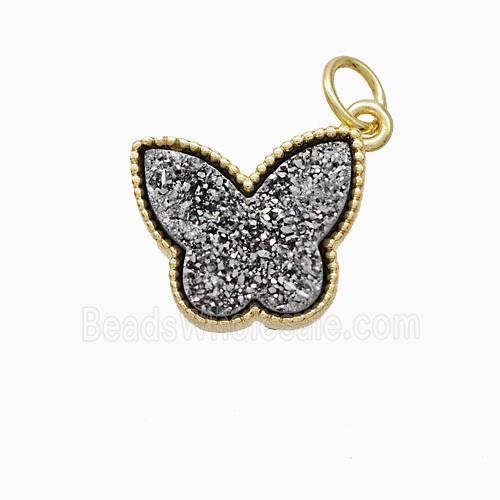Druzy Quartz pendant, gold plated