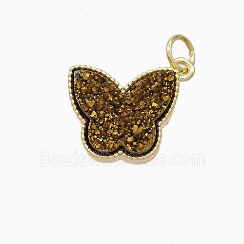 Druzy Quartz pendant, gold plated