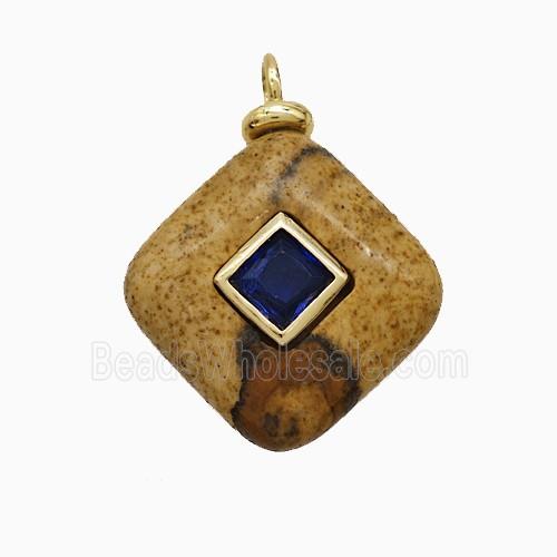 gemstone Pendant pave zircon, gold plated