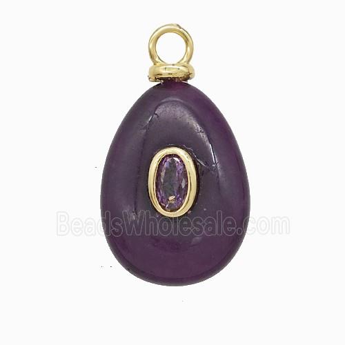 gemstone Pendant pave zircon, gold plated