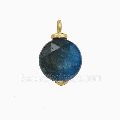 Blue Dye Sponge Jade Coin Pendant