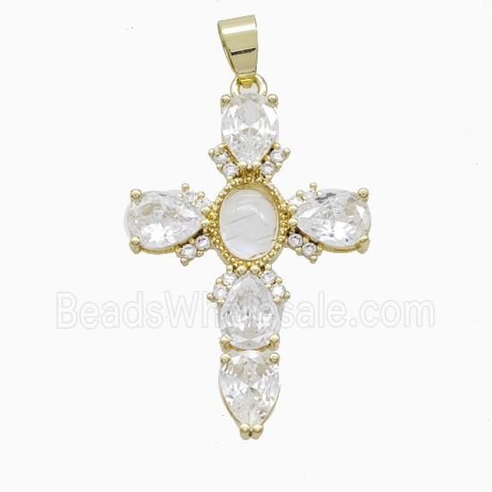 gemstone Pendant pave zircon, gold plated