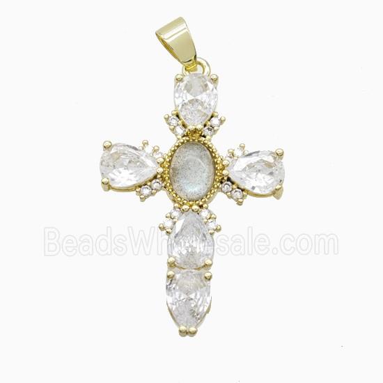 gemstone Pendant pave zircon, gold plated