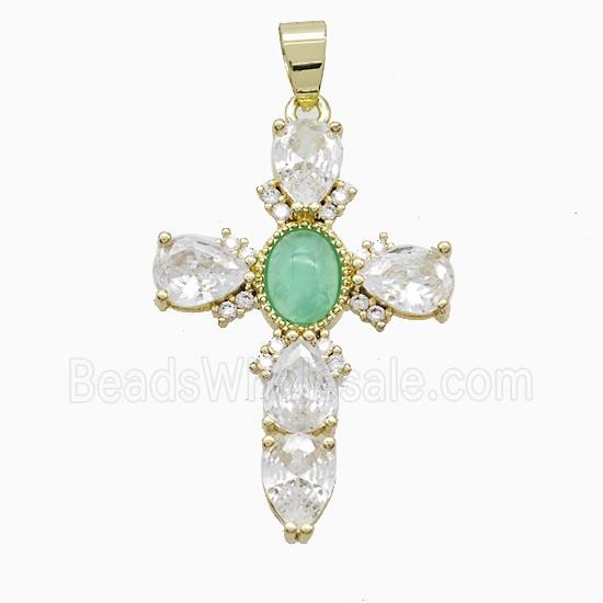 gemstone Pendant pave zircon, gold plated