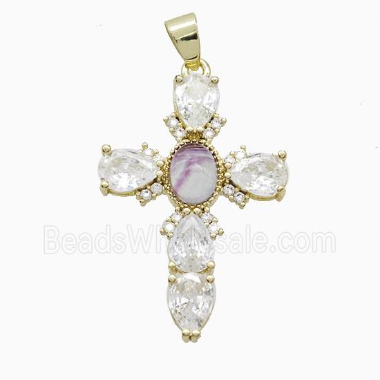 gemstone Pendant pave zircon, gold plated