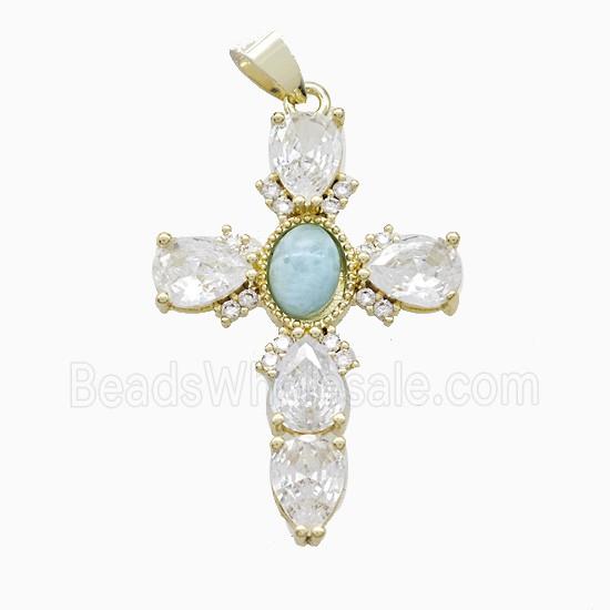 gemstone Pendant pave zircon, gold plated