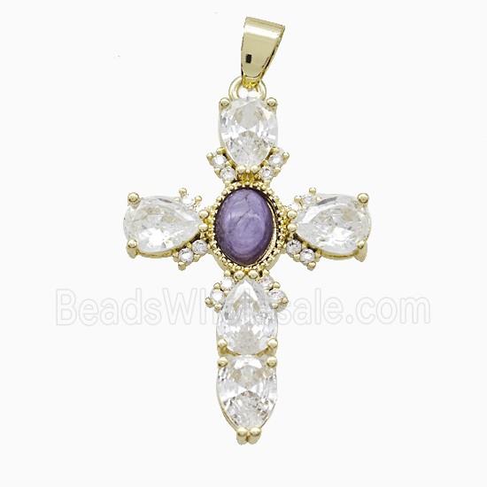 gemstone Pendant pave zircon, gold plated