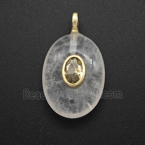 gemstone Pendant pave zircon, gold plated