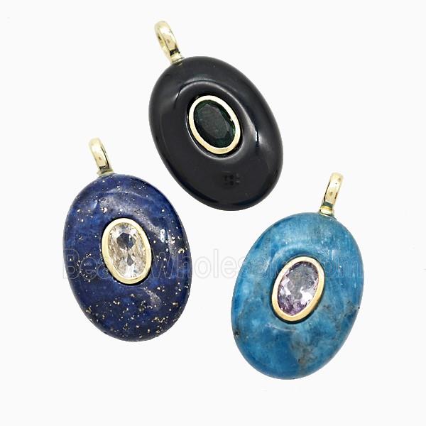 gemstone Pendant pave zircon, gold plated