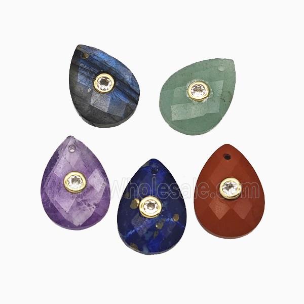 gemstone Pendant pave zircon, gold plated