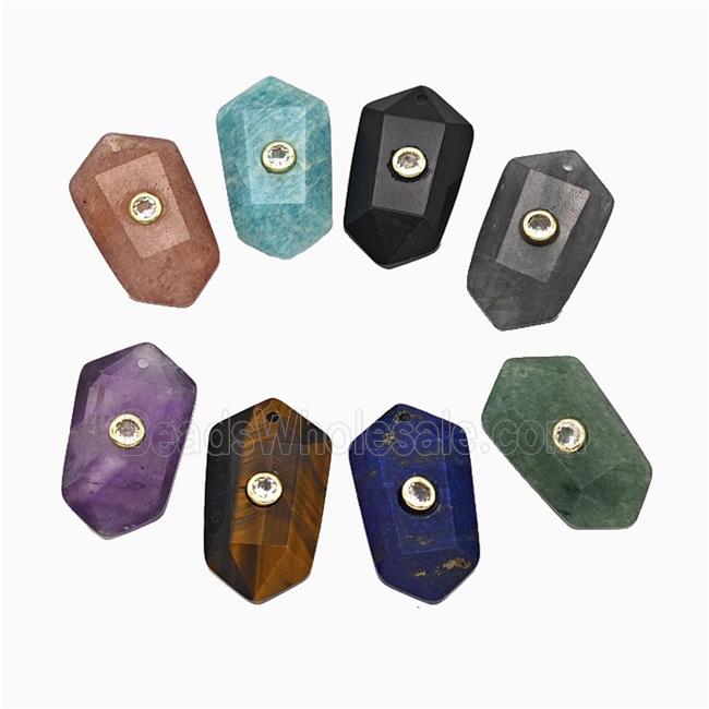 gemstone Pendant pave zircon, gold plated