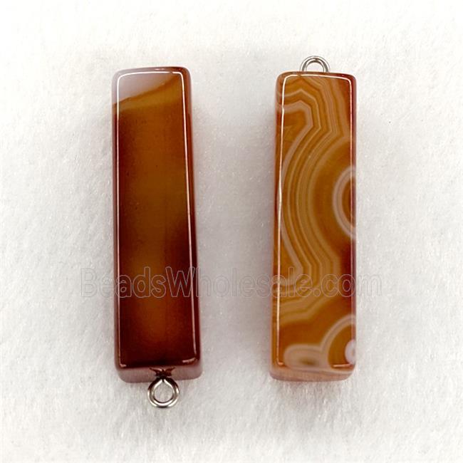 Natural Stripe Agate Stick Pendant Banded Red Dye