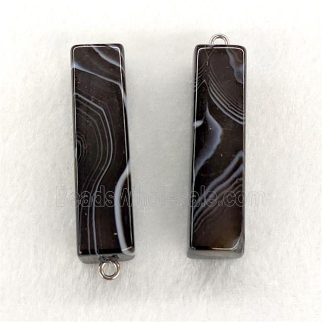 Natural Stripe Agate Stick Pendant Banded Black Dye