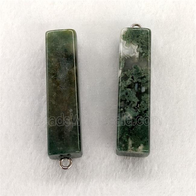 Natural Green Moss Agate Stick Pendant