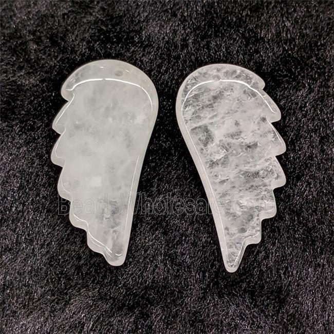 Natural Clear Crystal Quartz Angel Wings Pendant