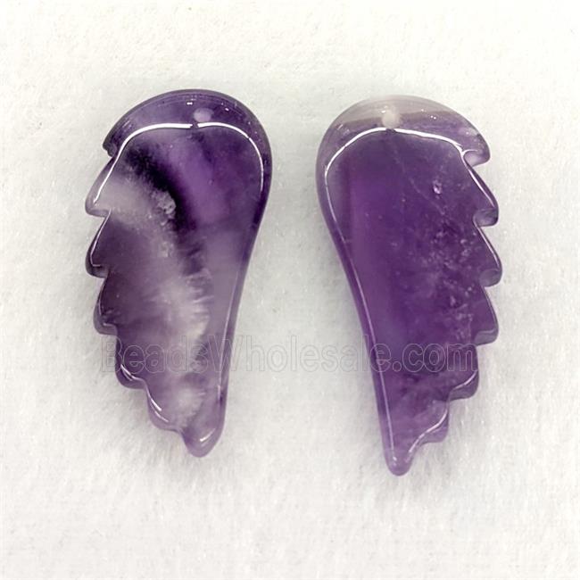 Natural Purple Amethyst Angel Wings Pendant