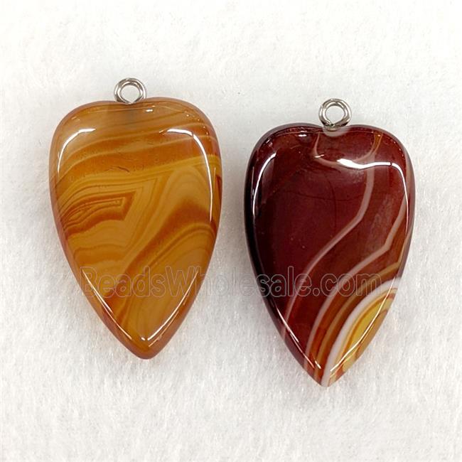 Natural Stripe Agate Heart Pendant Red Dye
