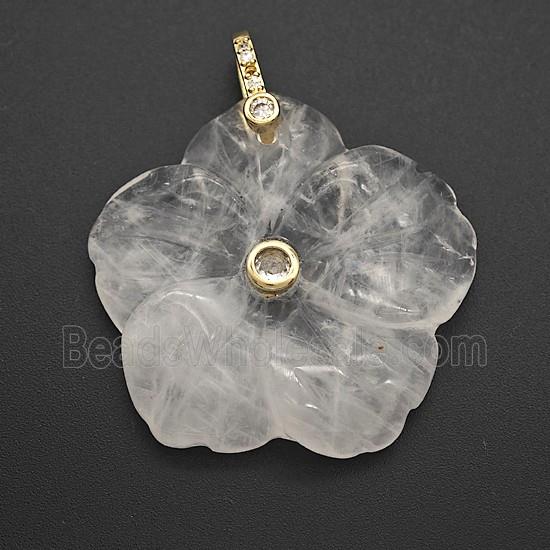 gemstone Pendant pave zircon, flower