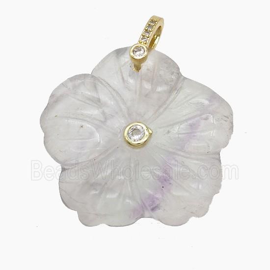 Natural Fluorite Flower Pendant Carved