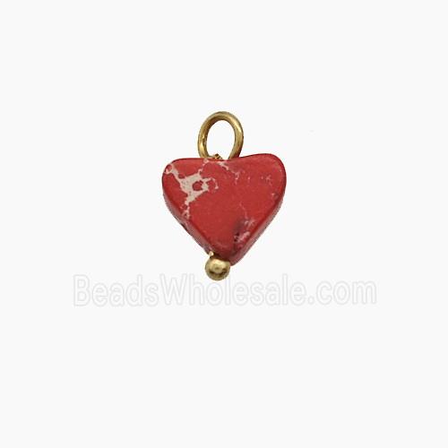 Red Dye Imperial Jasper Heart Pendant