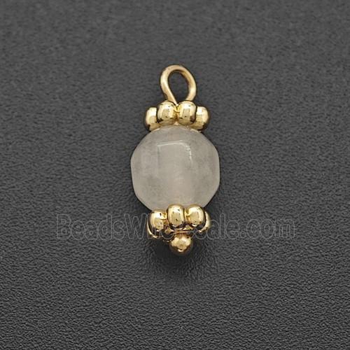 White Dye Jade Prism Pendant Copper Gold Plated
