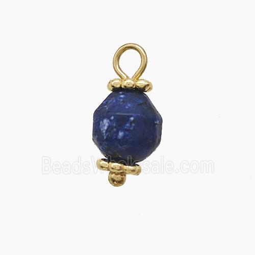 Lapisblue Dye Jade Prism Pendant Copper Gold Plated