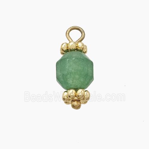 Green Dye Sponge Jade Prism Pendant Copper Gold Plated