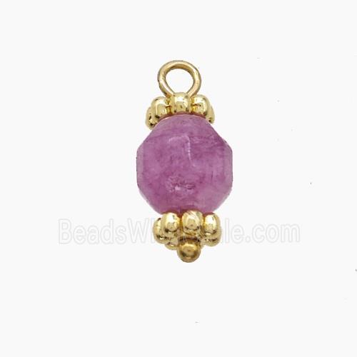 Lavender Dye Jade Prism Pendant Copper Gold Plated