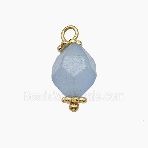 Blue Dye Jade Pendant Cut Round Copper Gold Plated