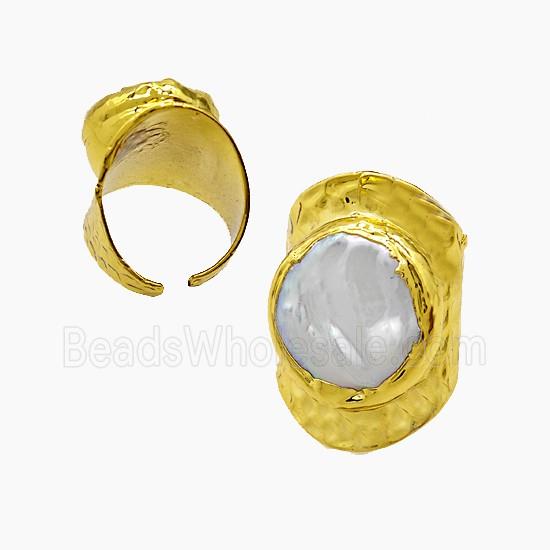 Pearl Copper Rings Gold Plated