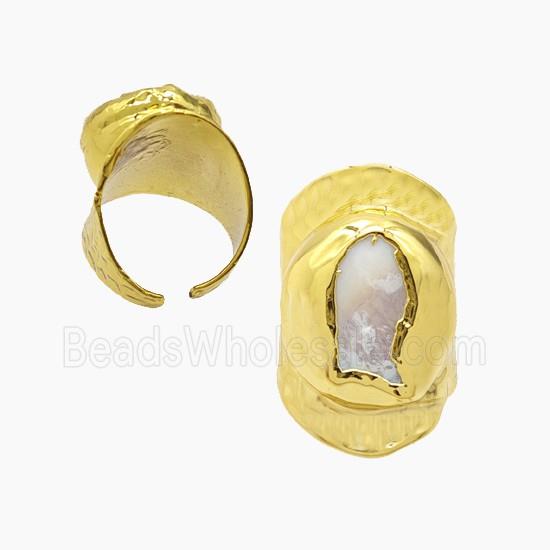 Pearl Copper Rings Gold Plated