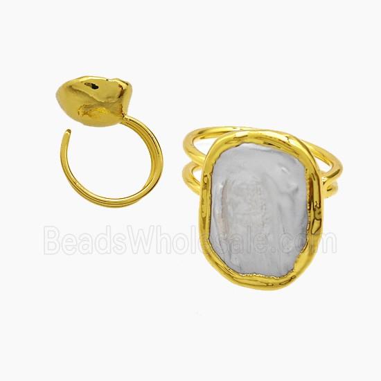 Pearl Copper Rings Gold Plated