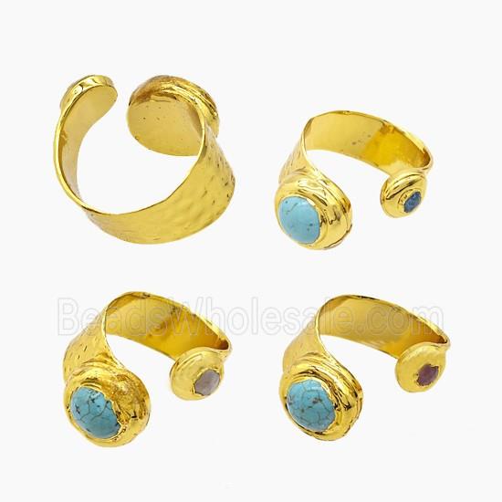 Magnesite Turquoise Copper Rings Gold Plated