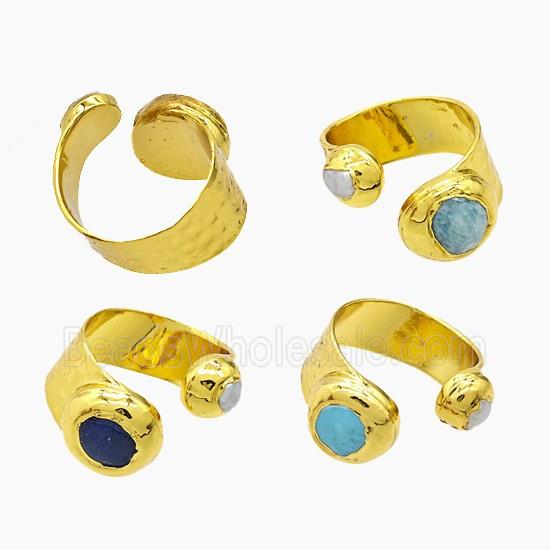 Gemstone Copper Rings Gold Plated Mixed