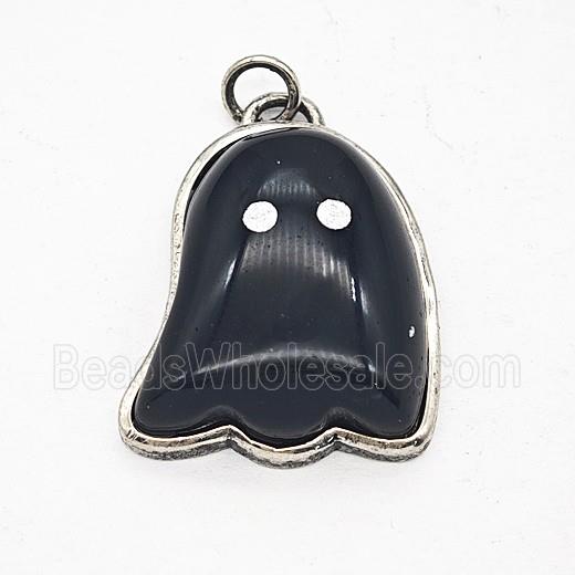 Gemstone Pendant, Antique Silver Plated