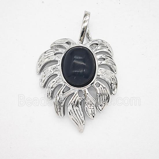 Gemstone Pendant, Antique Silver Plated