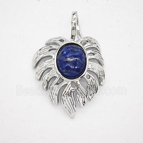 Gemstone Pendant, Antique Silver Plated