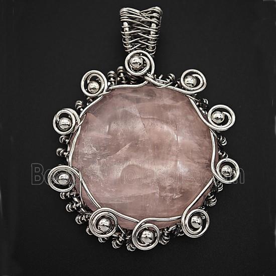 Gemstone Pendant, Antique Silver Plated