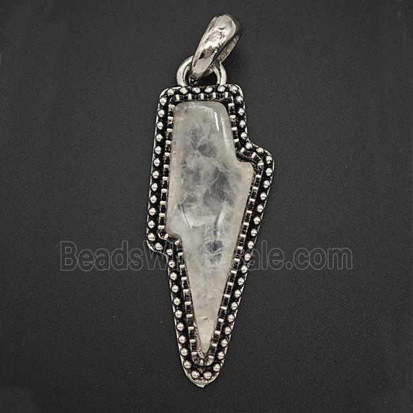 Gemstone Pendant, Antique Silver Plated
