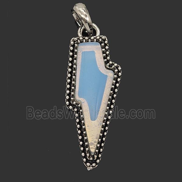 Gemstone Pendant, Antique Silver Plated