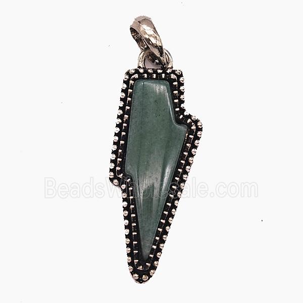 Gemstone Pendant, Antique Silver Plated