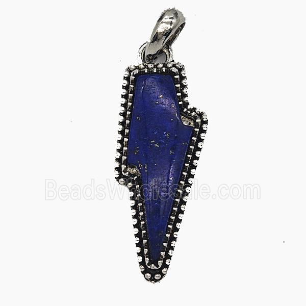 Gemstone Pendant, Antique Silver Plated
