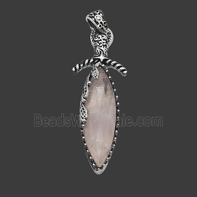 Gemstone Pendant, Antique Silver Plated