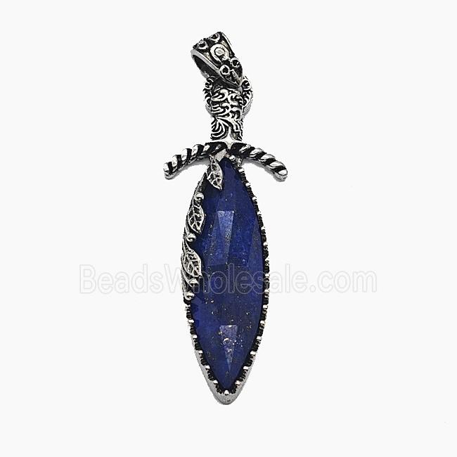 Gemstone Pendant, Antique Silver Plated