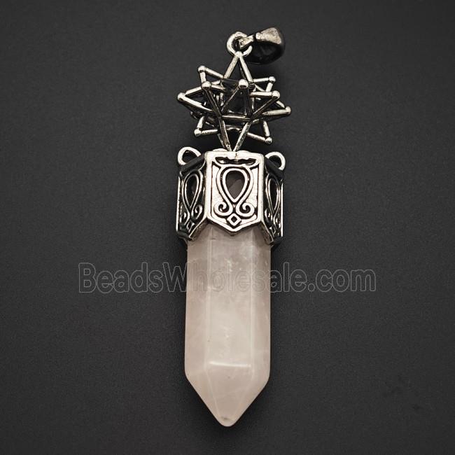 Gemstone Pendant, Antique Silver Plated