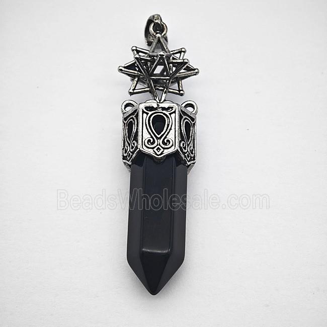 Gemstone Pendant, Antique Silver Plated