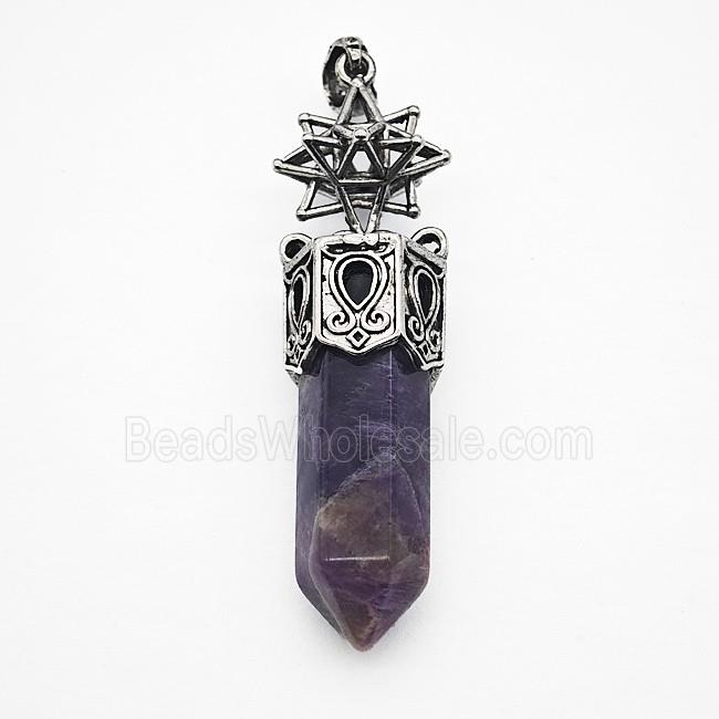 Gemstone Pendant, Antique Silver Plated