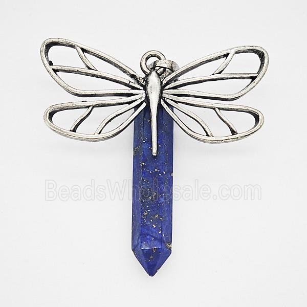 Gemstone Pendant, Antique Silver Plated